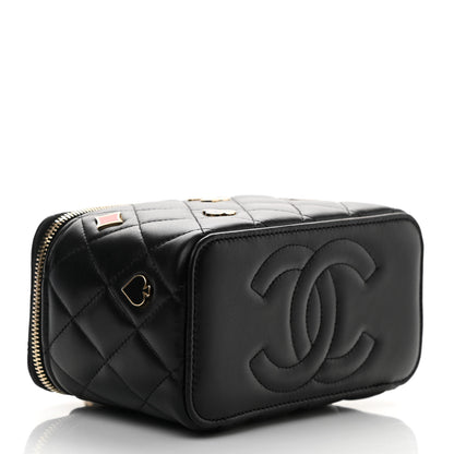 Chanel Lambskin Quilted Enamel Coco Casino Small Vanity Case With Chain Black 4 of 10