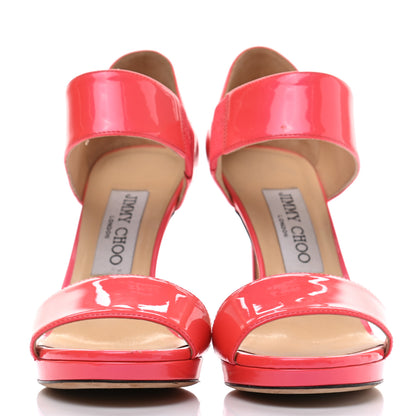 Jimmy Choo Patent Alana Double Band Sandals 35.5 Geranium 2 of 11