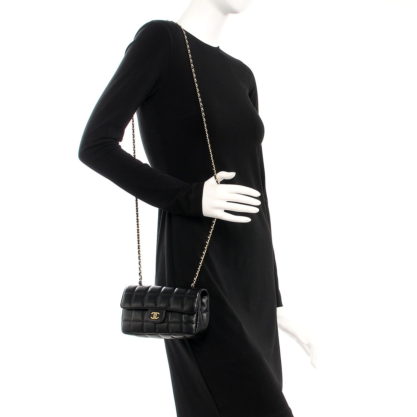 Lambskin Quilted Mini Chocolate Bar Flap Black