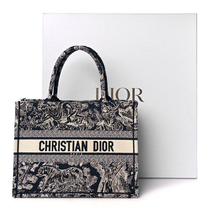 Christian Dior Canvas Embroidered Medium Toile De Jouy Reverse Book Tote Blue 10 of 10