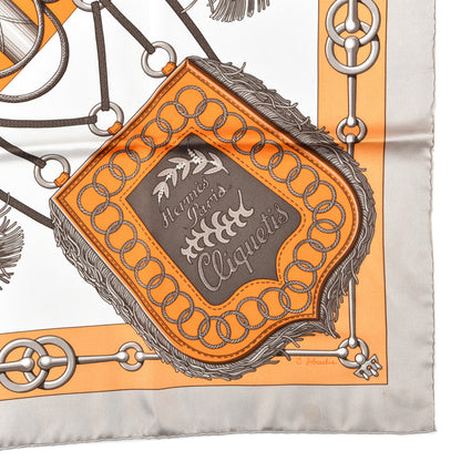 Hermes Silk Cliquetis Scarf 90 Orange Gris White 2 of 5