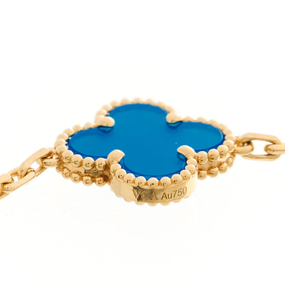 Van Cleef & Arpels 18K Yellow Gold Blue Agate 5 Motifs Vintage Alhambra Bracelet 3 of 5