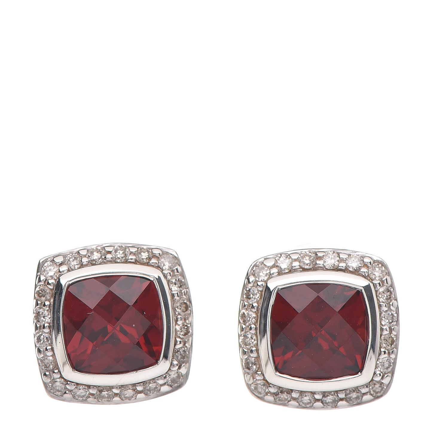 Sterling Silver Diamond 7mm Pyrope Garnet Albion Earrings