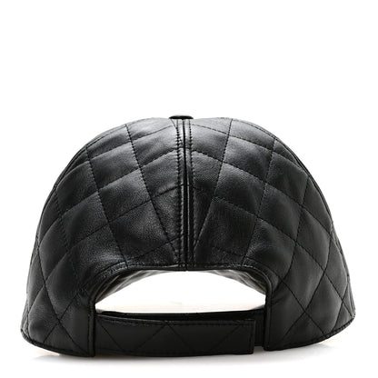 Chanel Lambskin Quilted CC Cap Hat Black 6 of 9