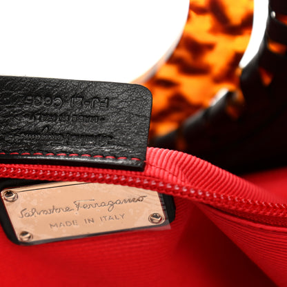 Salvatore Ferragamo Straw Maia Gancini Rascello Tote Black 8 of 10