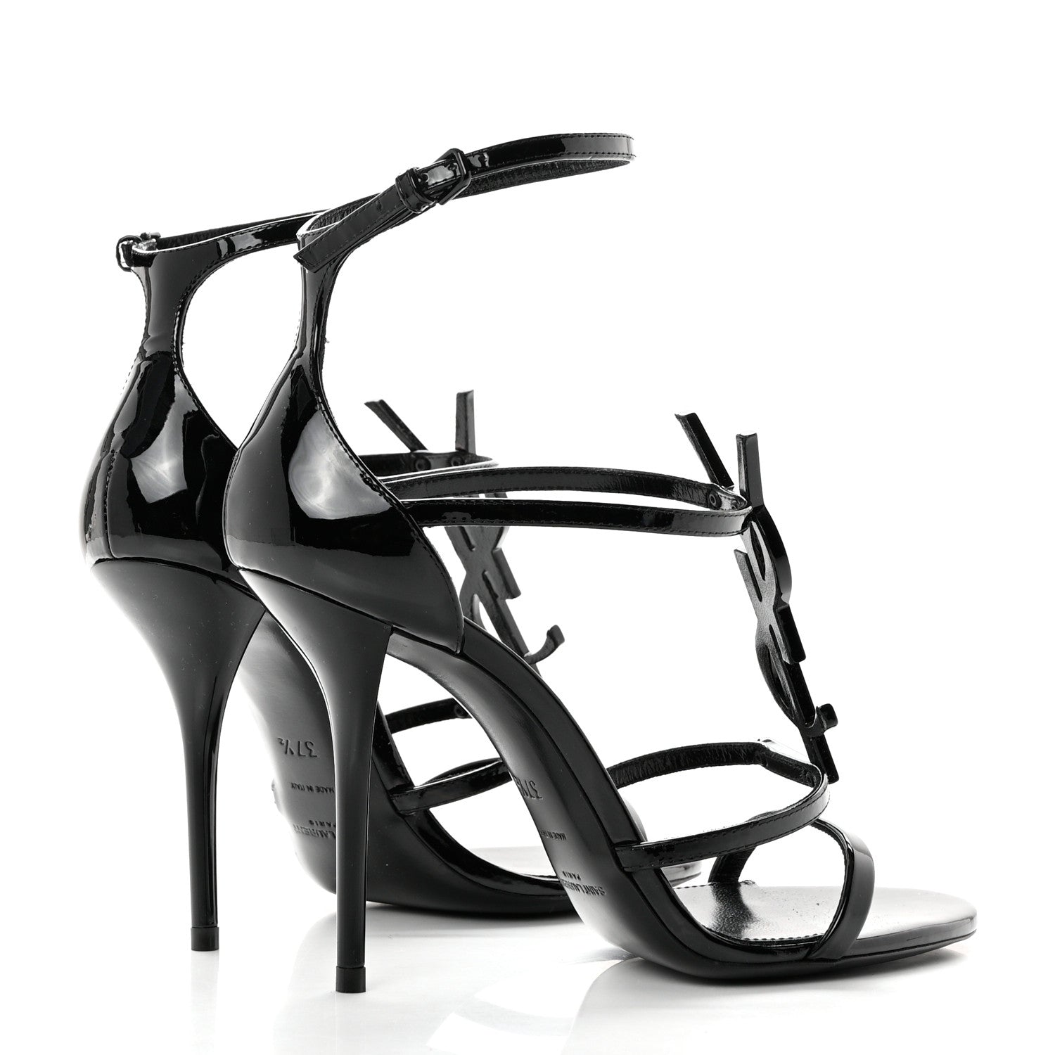 Saint Laurent Patent Cassandra 100 Sandals 37.5 Black 4 of 8