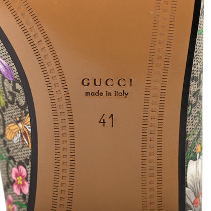 Gucci Canvas GG Monogram Flora Horsebit Womens Jordaan Loafers 41 Beige Ebony Multicolor Red 7 of 8