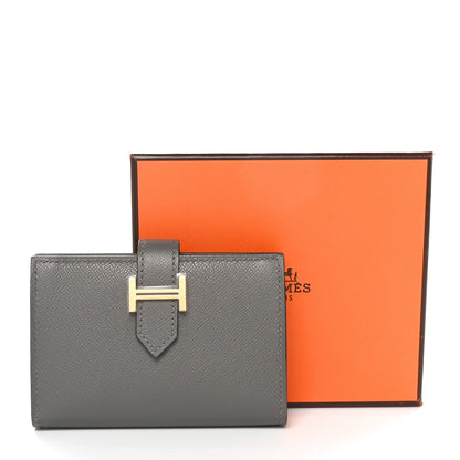 Hermes Epsom Bearn Card Holder Wallet Gris Meyer 8 of 8