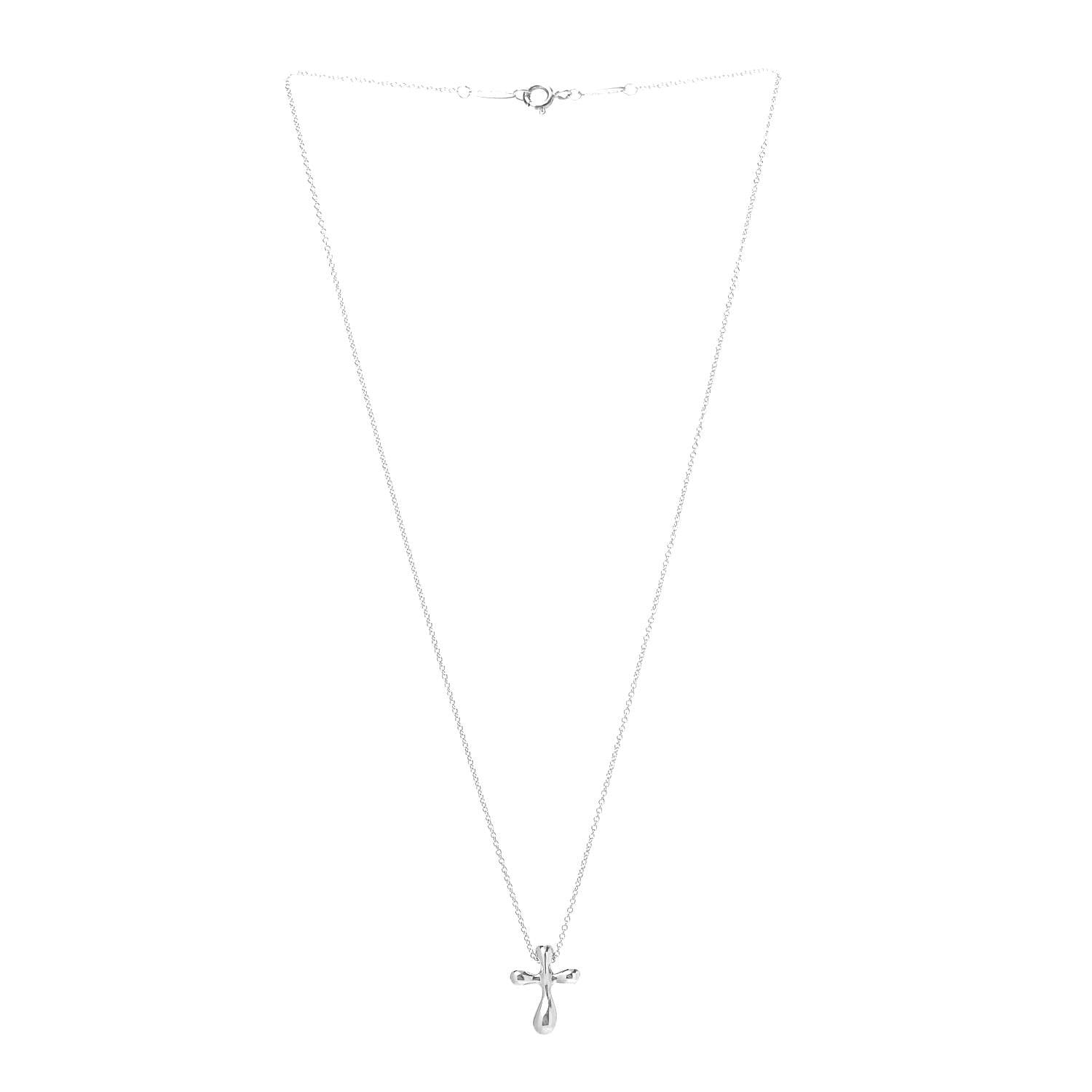 Tiffany Sterling Silver 16mm Elsa Peretti Cross Pendant Necklace 3 of 7