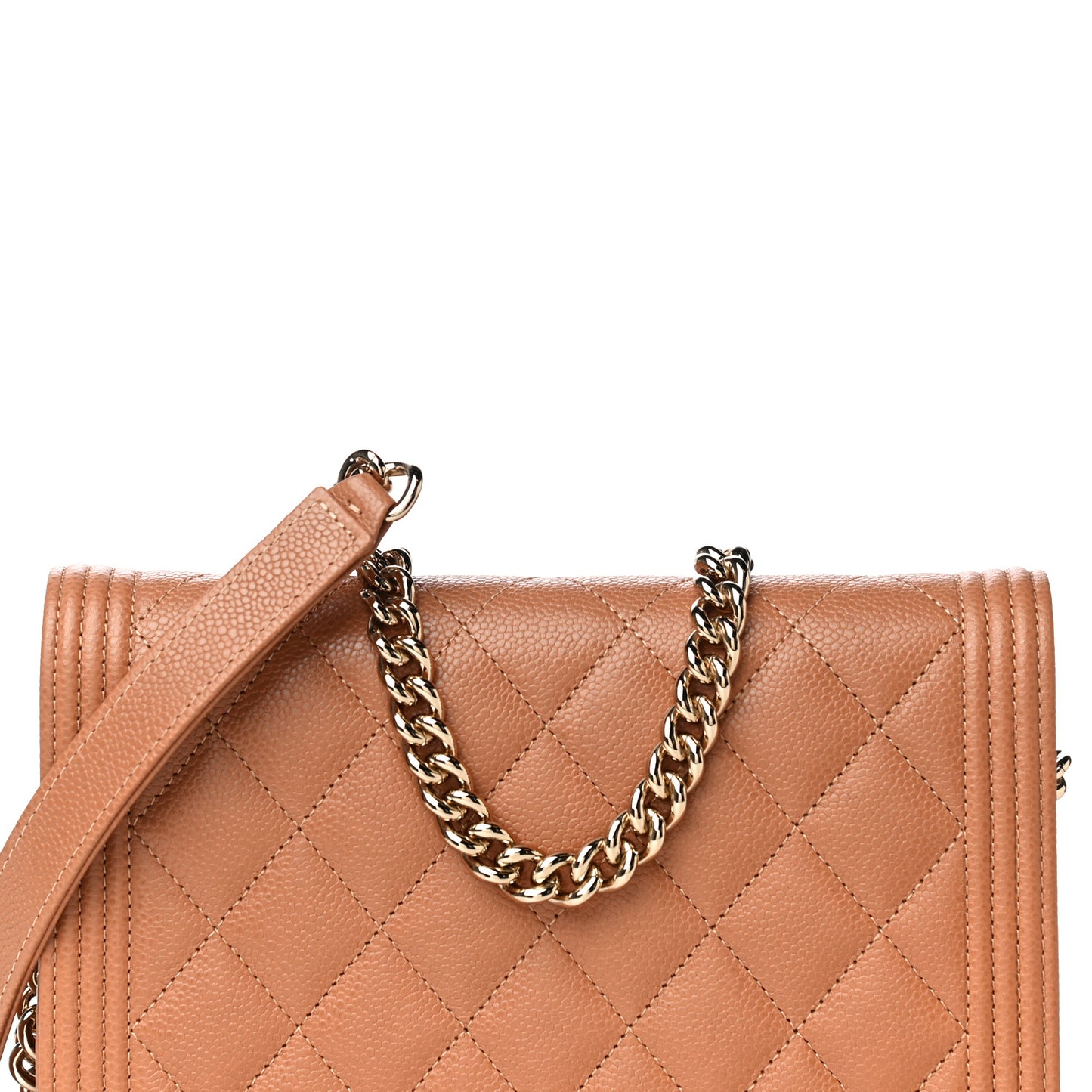 Caviar Quilted Boy Wallet On Chain WOC Brown