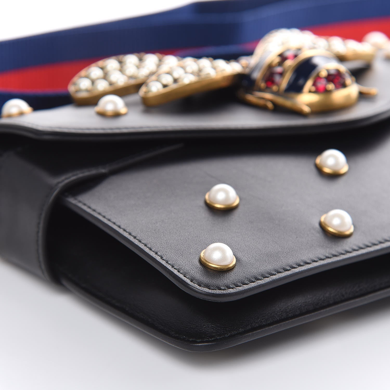 Gucci Nappa Pearl Studded Mini Queen Margaret Broadway Shoulder Bag Black 8 of 12