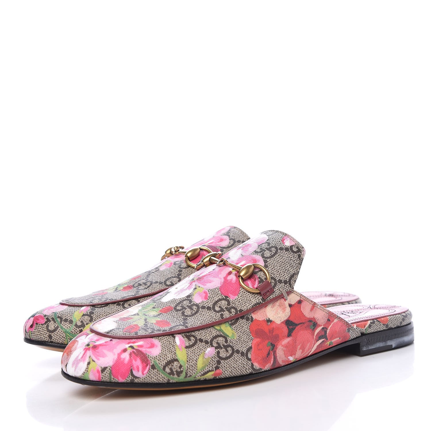 Gucci GG Supreme Monogram Blooms Womens Princetown Slippers 36.5 Beige Multicolor Dry Rose 3 of 12