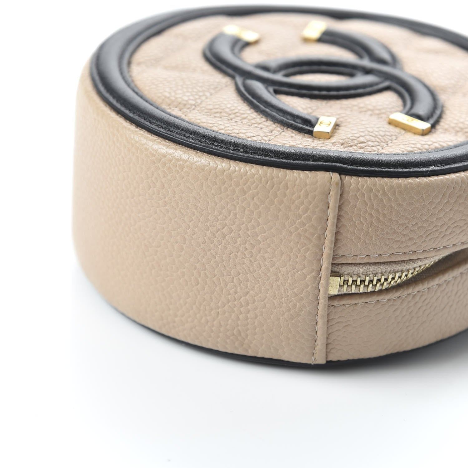 Chanel Caviar Quilted Round Filigree Crossbody Beige Black 7 of 10