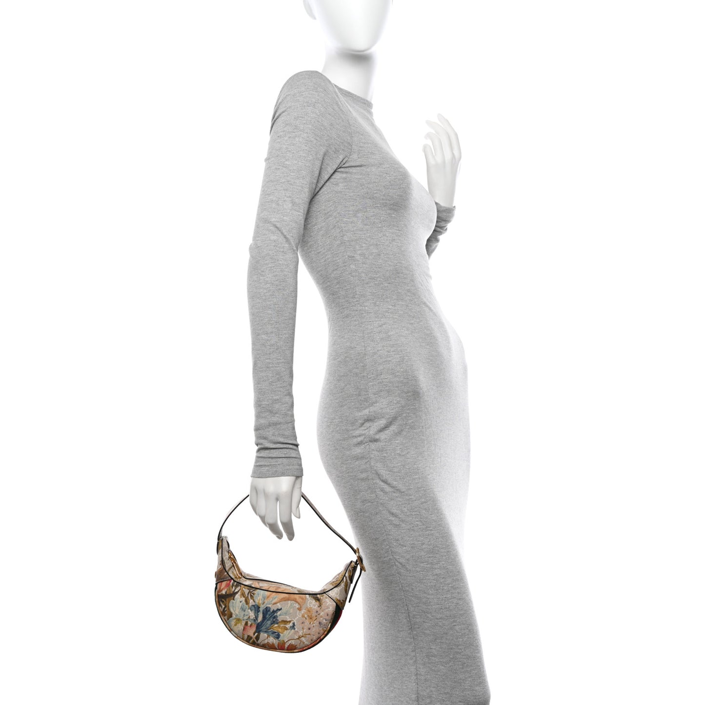 GG Supreme Monogram Water Flora Web Mini Ophidia Half Moon Hobo Beige White Multicolor