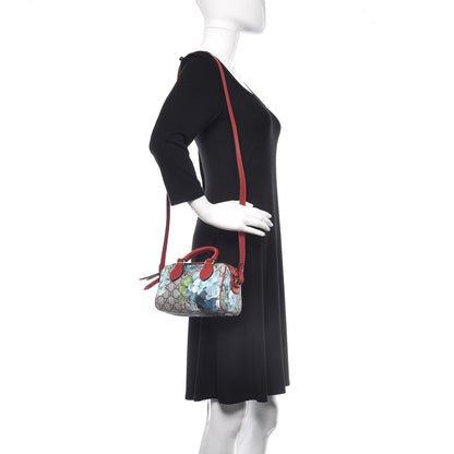 Gucci GG Supreme Monogram Blooms Mini Boston Navy Blue Hibiscus 2 of 9
