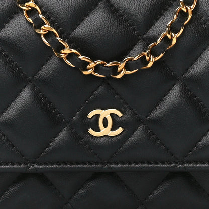 Chanel Lambskin Quilted Wallet On Chain WOC Black 9 of 12