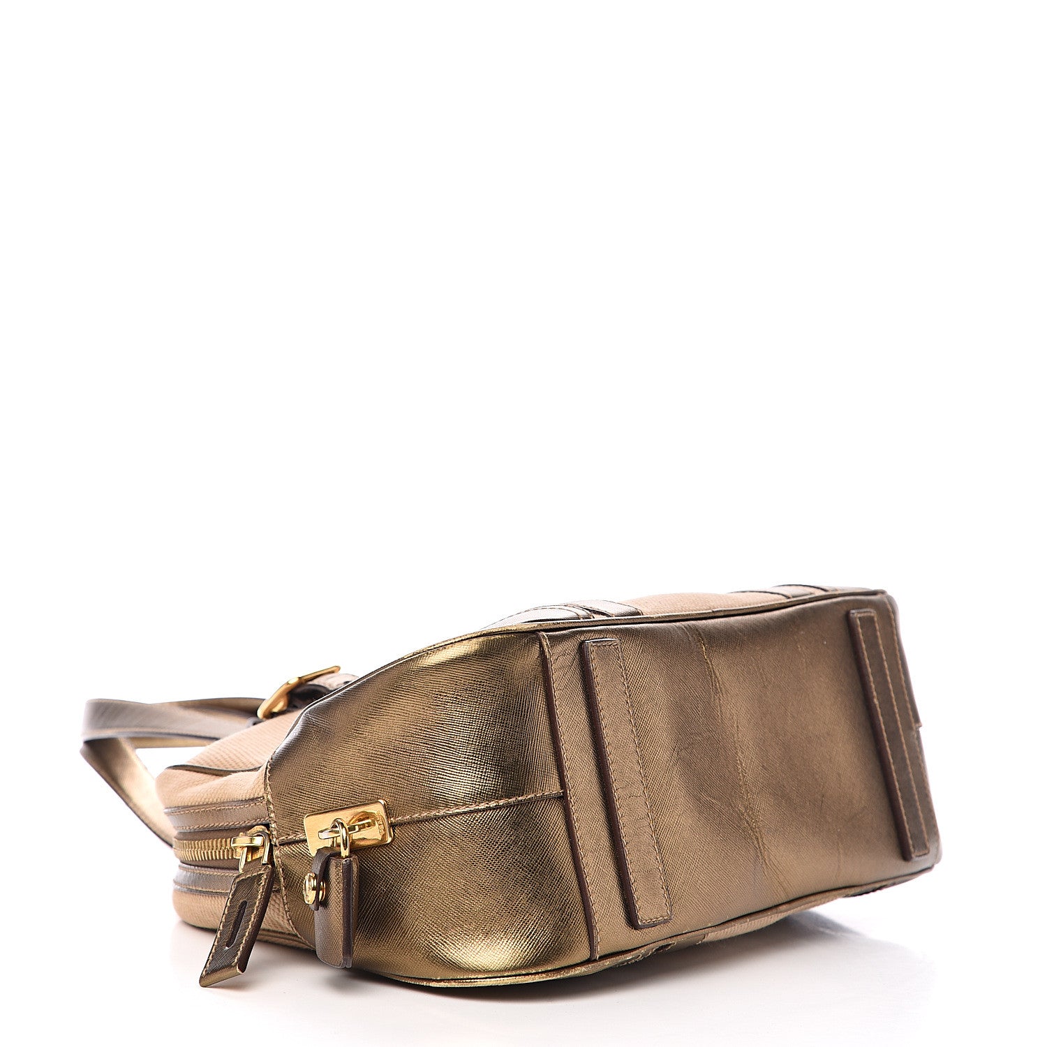 Prada Metallic Saffiano Canvas Bowler Bronzo 3 of 9