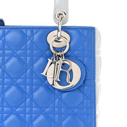 Christian Dior Lambskin Cannage Medium Bi-Color Lady Dior Blue Gray 8 of 10