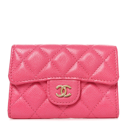 Chanel Caviar Quilted Flap Card Holder Wallet Pink 1 of 8