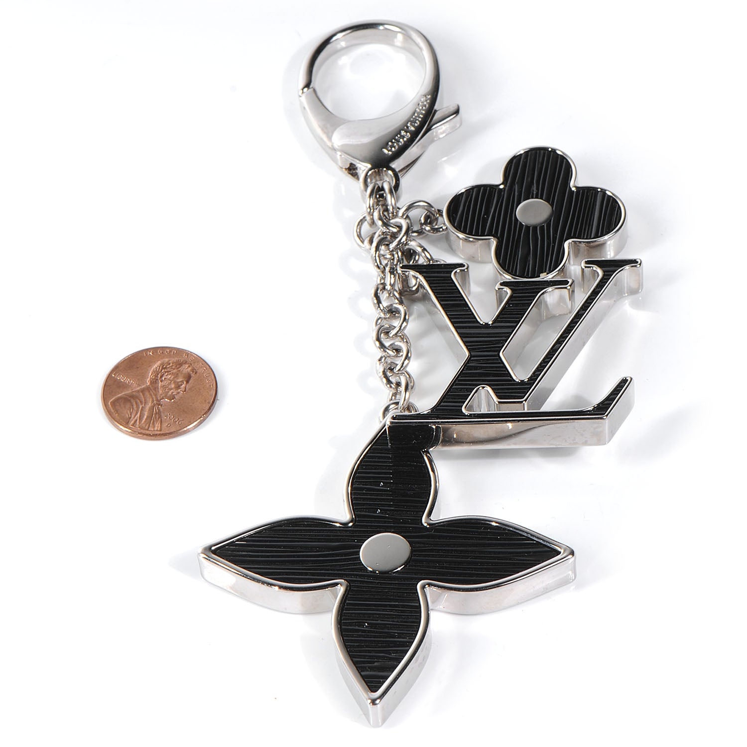 Louis Vuitton Fleur d Epi Bag Charm Key Holder Black 2 of 6