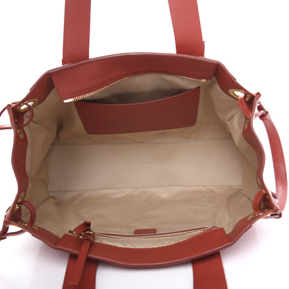 Chloe Smooth Calfskin Little Horses Embroidered Tao Zipped Tote Earthy Red 5 of 10
