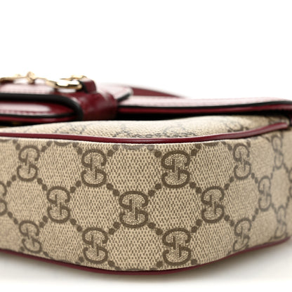 Gucci GG Supreme Monogram Horsebit 1955 Small Soft Top Handle Shoulder Bag Beige Dark Red 10 of 12