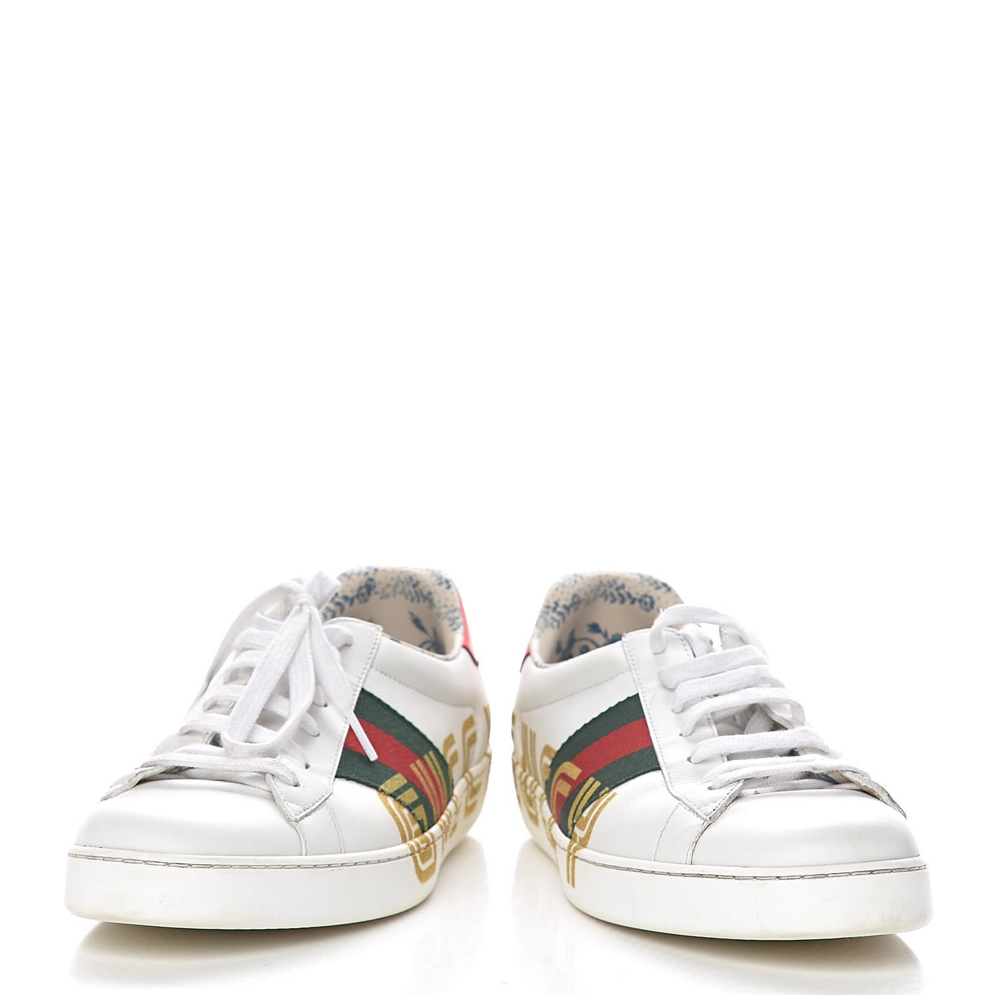 X SEGA Calfskin Web Guccy Mens Ace Sneakers 9 White