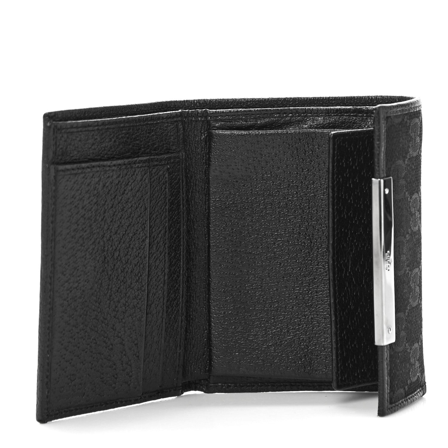 Gucci Monogram Mini Flap French Wallet Black 5 of 10