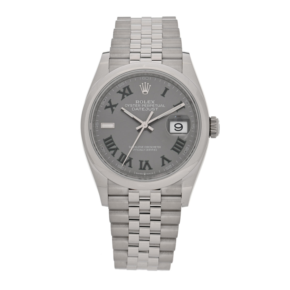 Rolex Stainless Steel 36mm Oyster Perpetual Wimbledon Datejust Watch Slate 126200 1 of 5