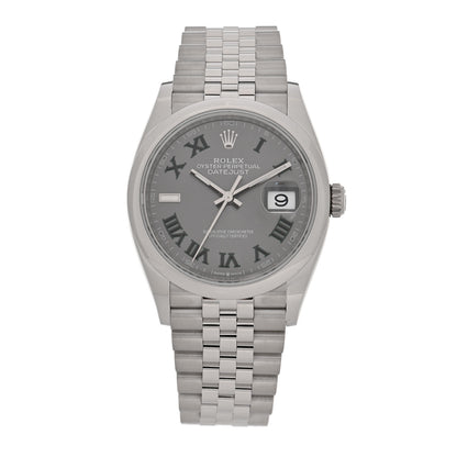 Rolex Stainless Steel 36mm Oyster Perpetual Wimbledon Datejust Watch Slate 126200 1 of 5