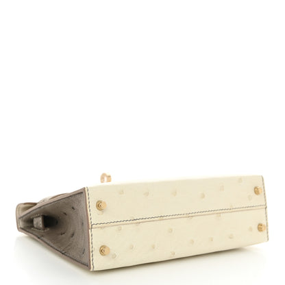 Hermes Ostrich Horseshoe Kelly Sellier Mini 20 Beton Gris Tourterelle 4 of 10