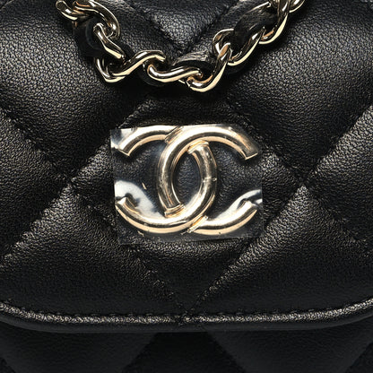 Chanel Lambskin Quilted Pearl Top Handle Clutch With Chain Black 10 of 12