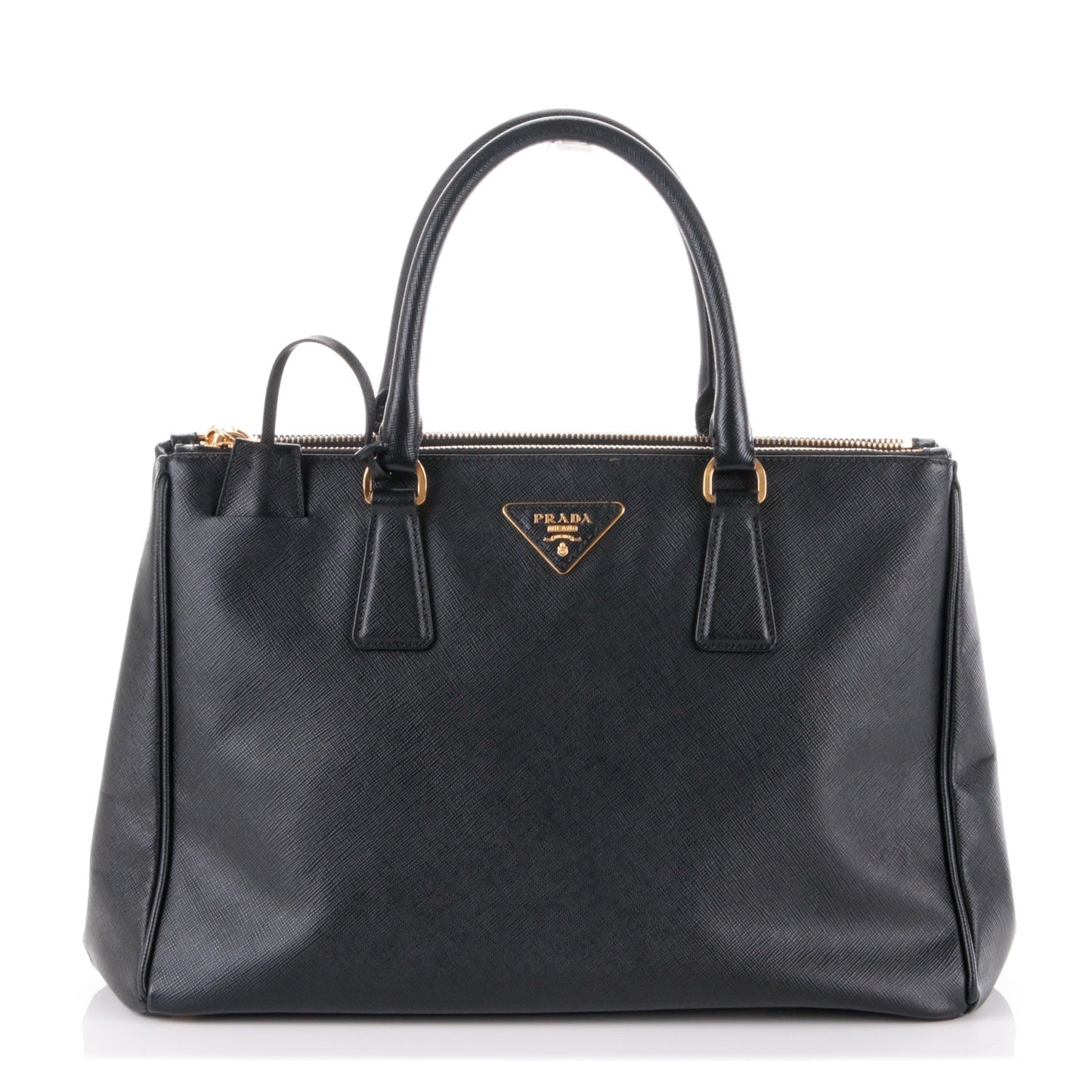 Saffiano Medium Galleria Double Zip Tote Black