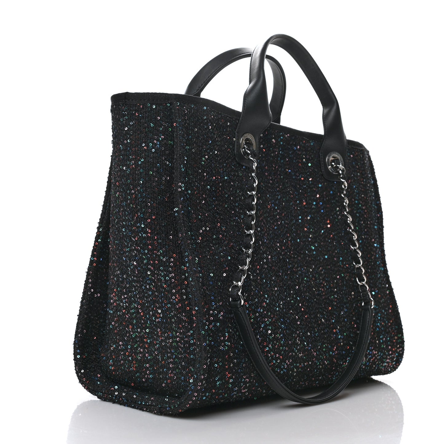 Calfskin Sequin Small Deauville Tote Black