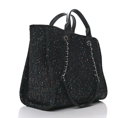 Chanel Calfskin Sequin Small Deauville Tote Black 3 of 10
