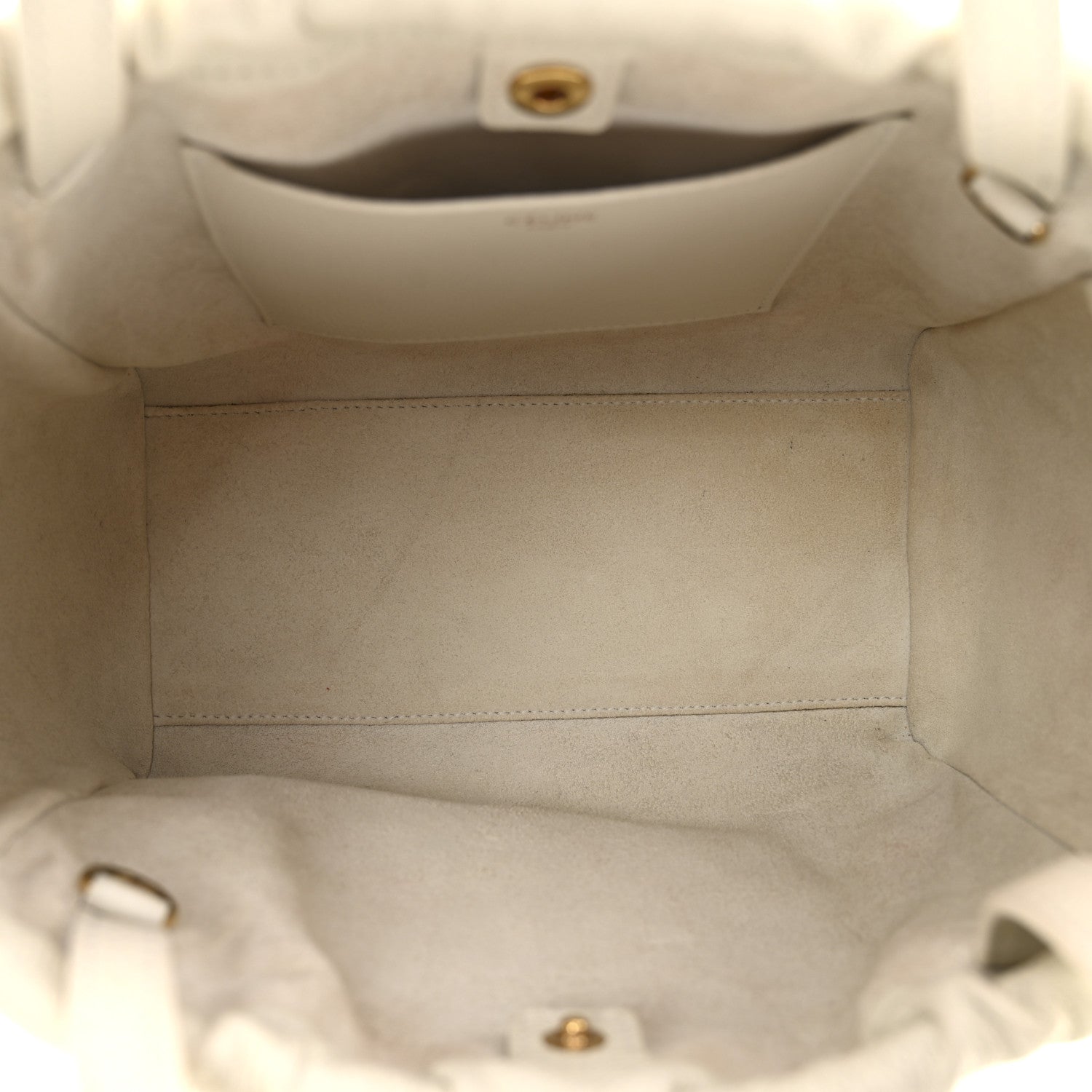 Celine Calfskin Cuir Small Triomphe Cabas Drawstring White 5 of 14