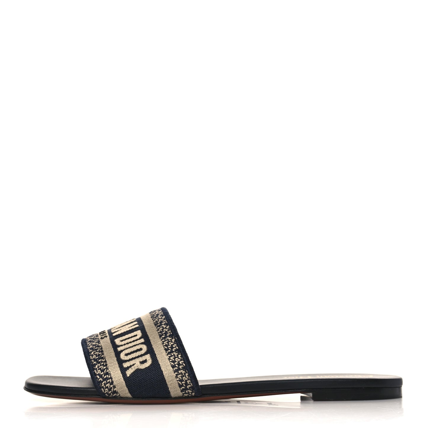 Canvas Embroidered Dway Mules Slide Sandals 41 Deep Blue