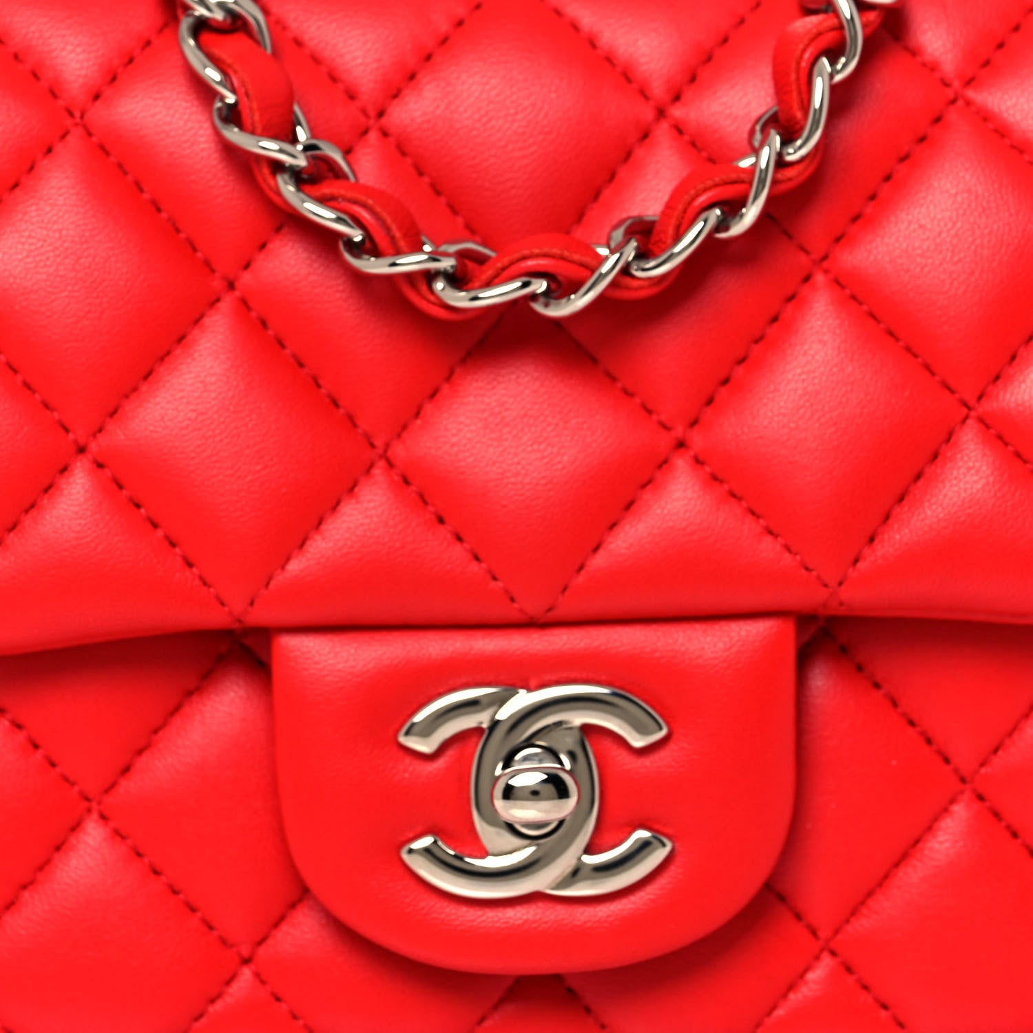 Chanel Lambskin Quilted Mini Square Flap Red 8 of 14