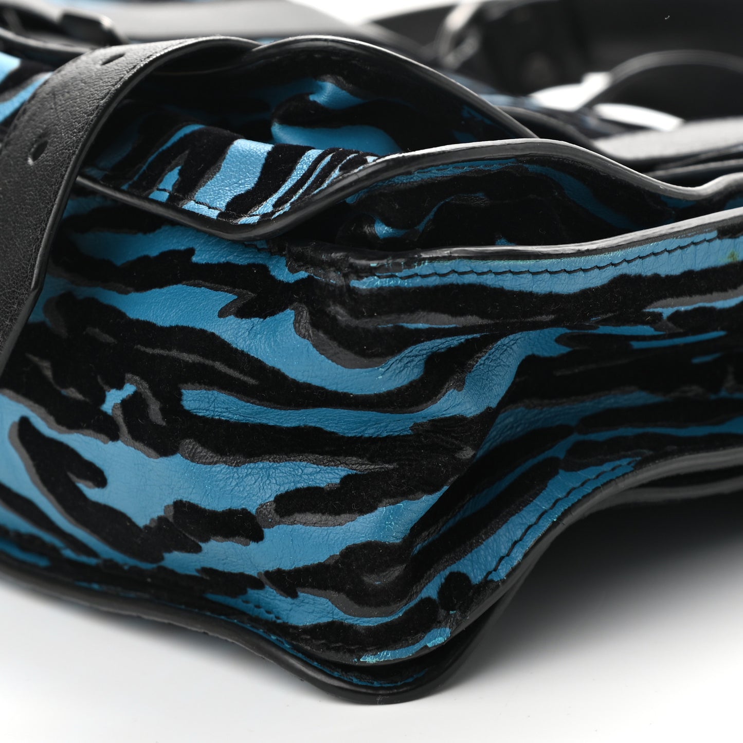 Lambskin Velvet Medium Woodgrain PS1 Satchel Teal Black