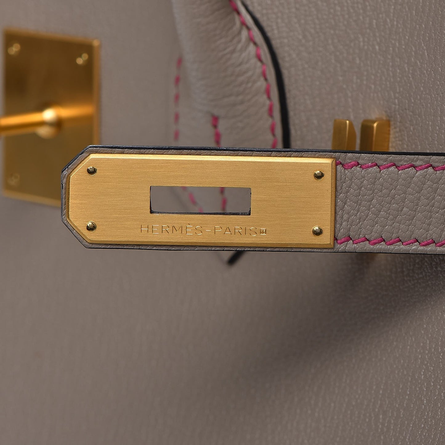 Chevre Mysore Horseshoe Birkin 30 Gris Tourterelle Rose Tyrien