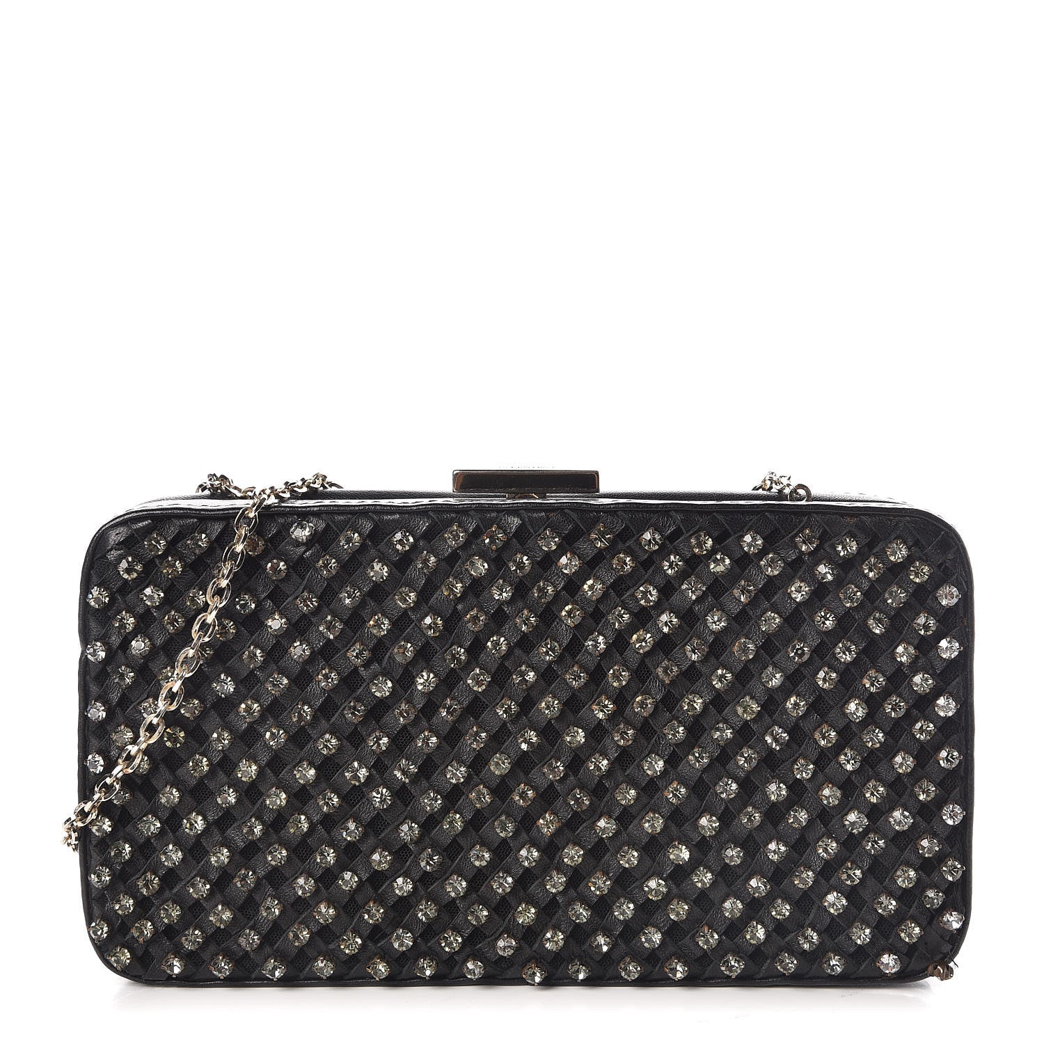 Valentino Garavani Nappa Crystal Embellished Secrets Minaudiere Clutch Black 1 of 8