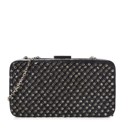 Valentino Garavani Nappa Crystal Embellished Secrets Minaudiere Clutch Black 1 of 8