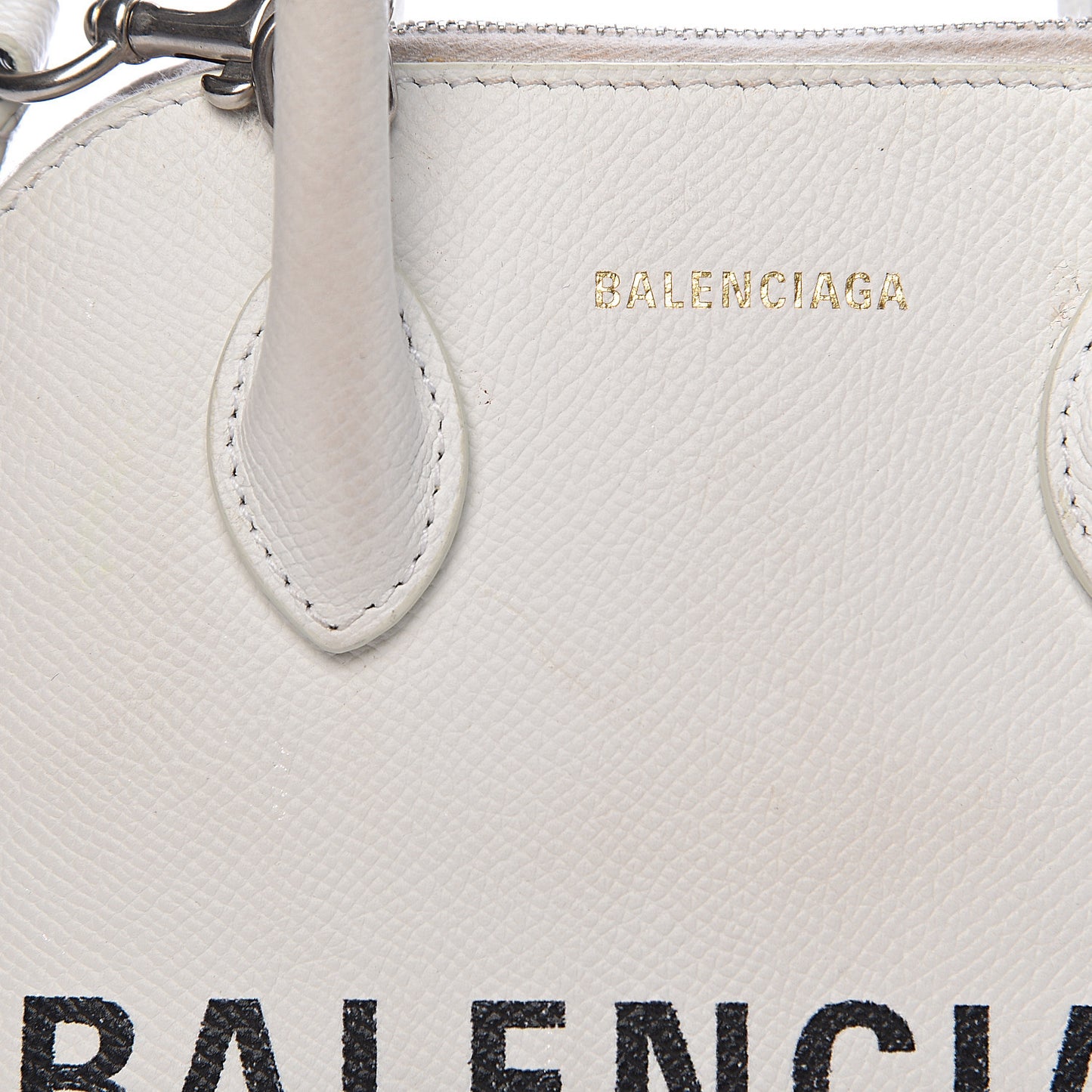 Grained Calfskin XXS Ville Top Handle Bag White Black