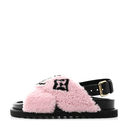 Louis Vuitton Shearling Paseo Flat Comfort Sandal 37 Pink 1 of 10