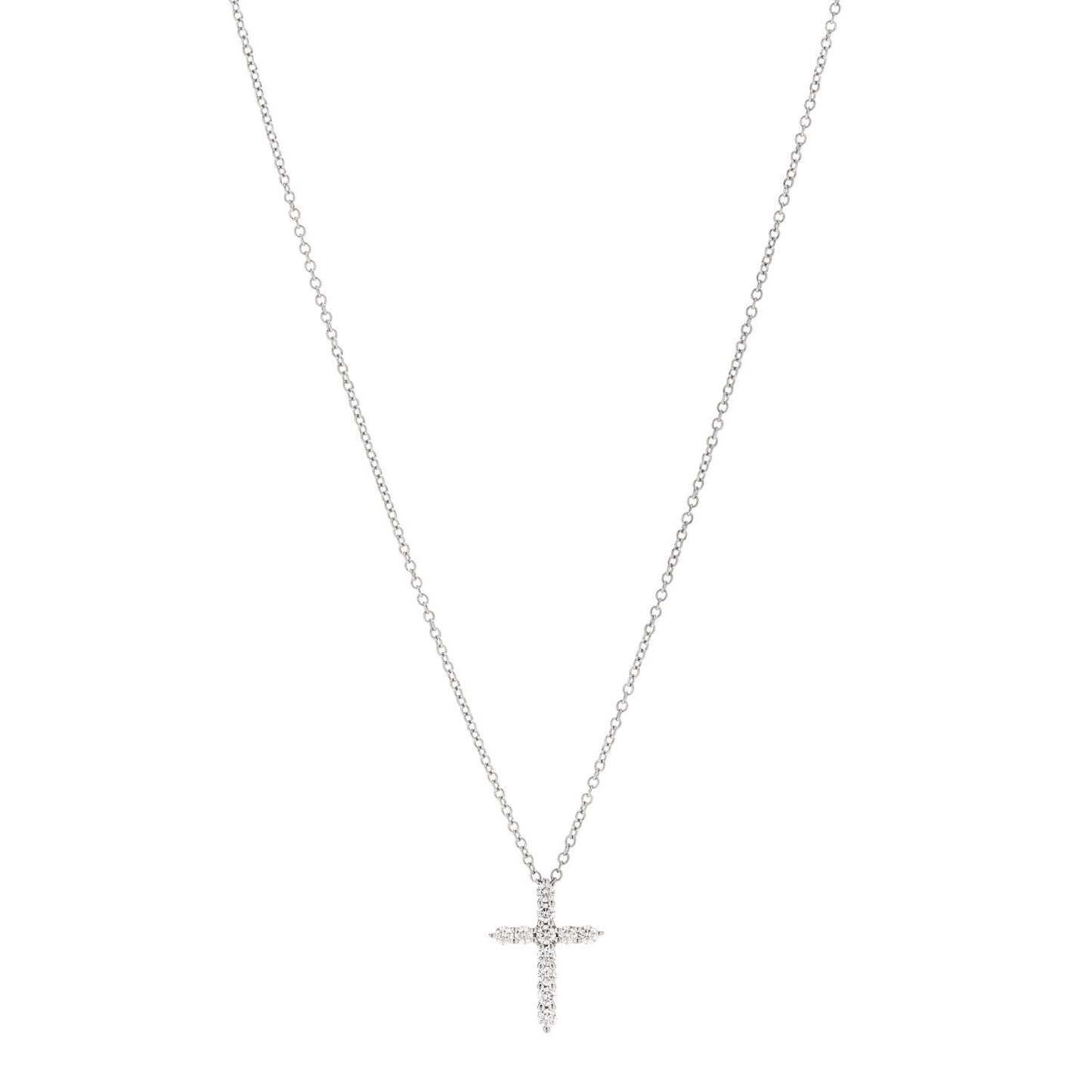 Platinum Diamond Mini Cross Pendant Necklace