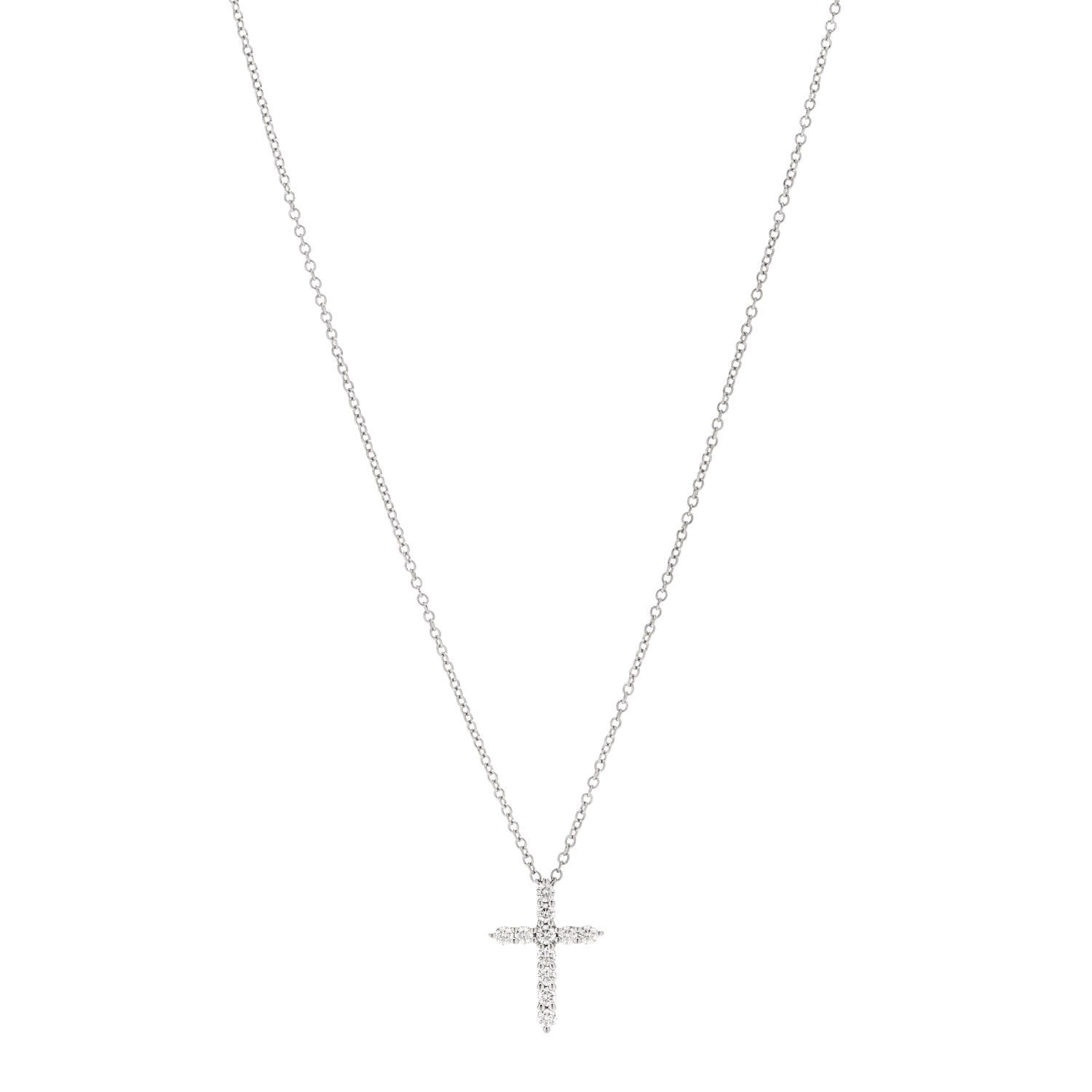 Tiffany Platinum Diamond Mini Cross Pendant Necklace 1 of 7