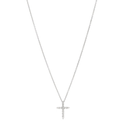 Tiffany Platinum Diamond Mini Cross Pendant Necklace 1 of 7