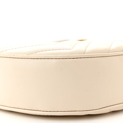 Gucci Calfskin Matelasse Chevron Mini GG Marmont Half Moon Hobo Mystic White 9 of 14