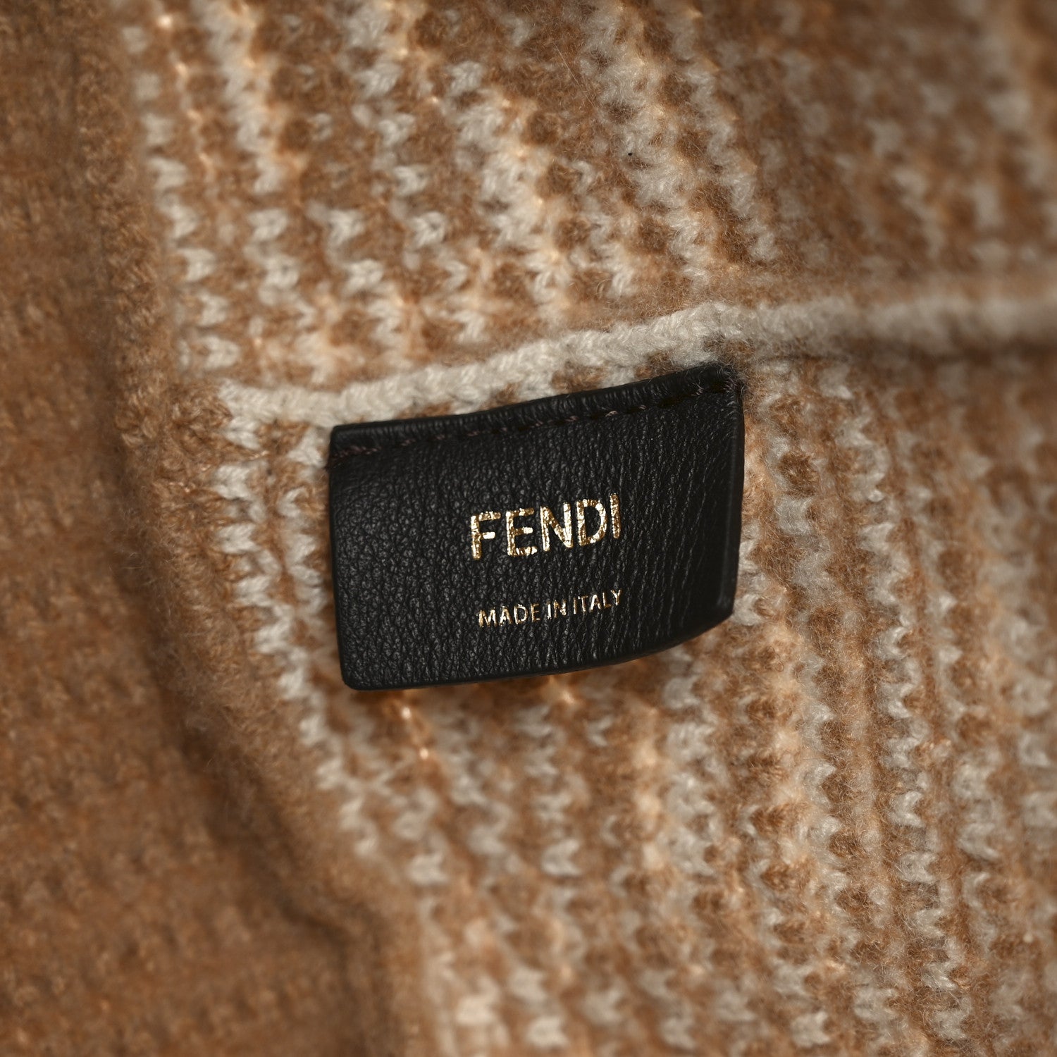 Fendi Cashmere Knit FF Large Shopper Tote Cammello 11 of 19