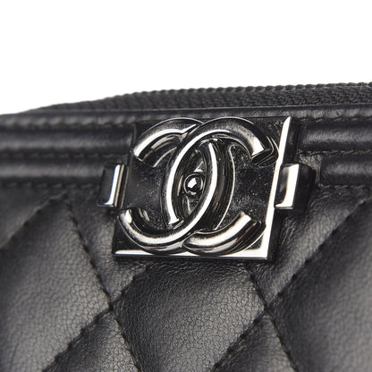 Chanel Lambskin Quilted Zip Around Boy Coin Purse Wallet Black 8 of 9